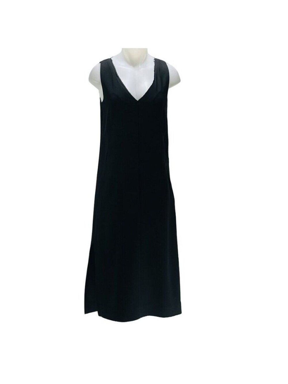 Sleeveless Black V-Neck Midi Dress by LEO & SAGE
